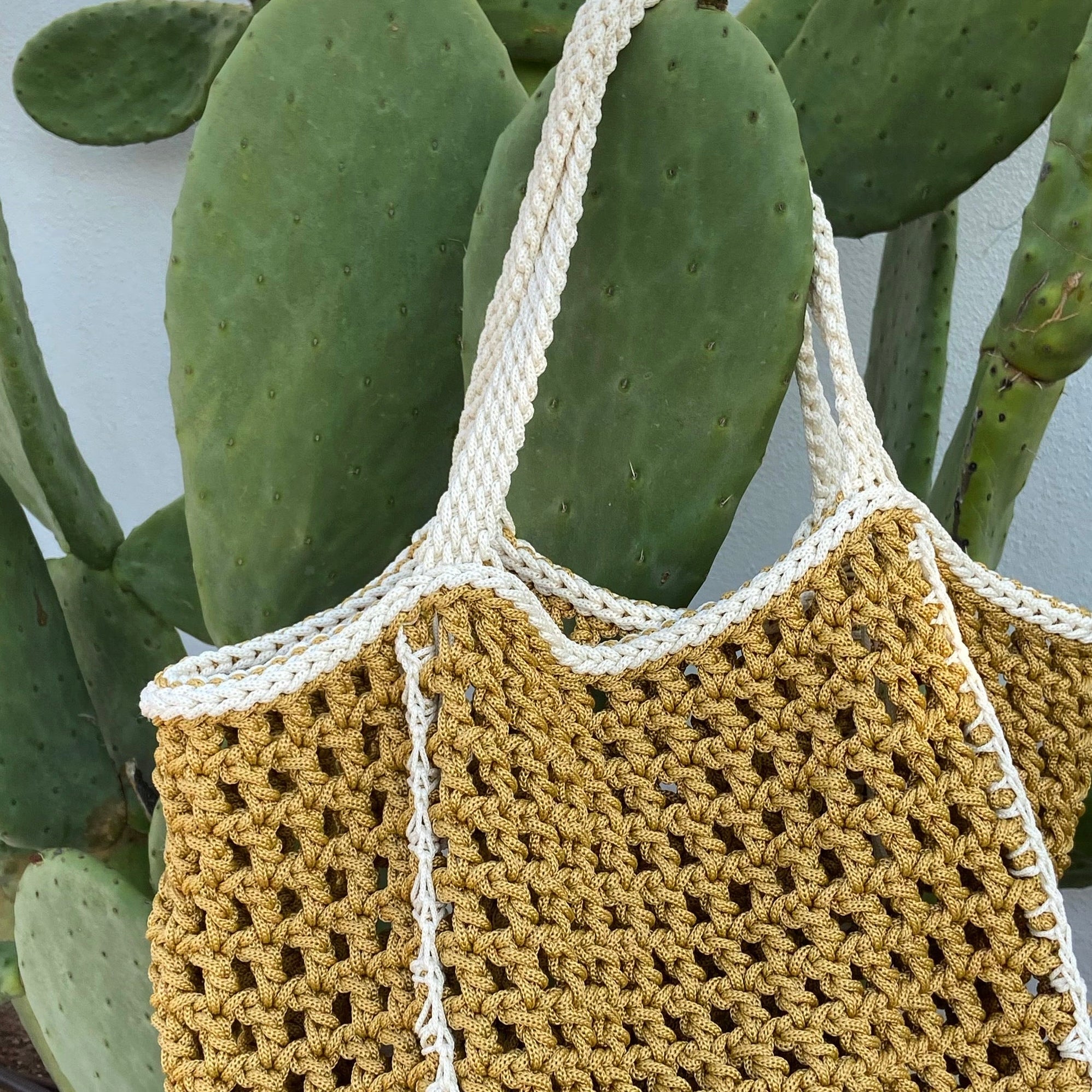 Mustard Maxi Amalfi beach bag with ecru handles, luxury handmade summer bag