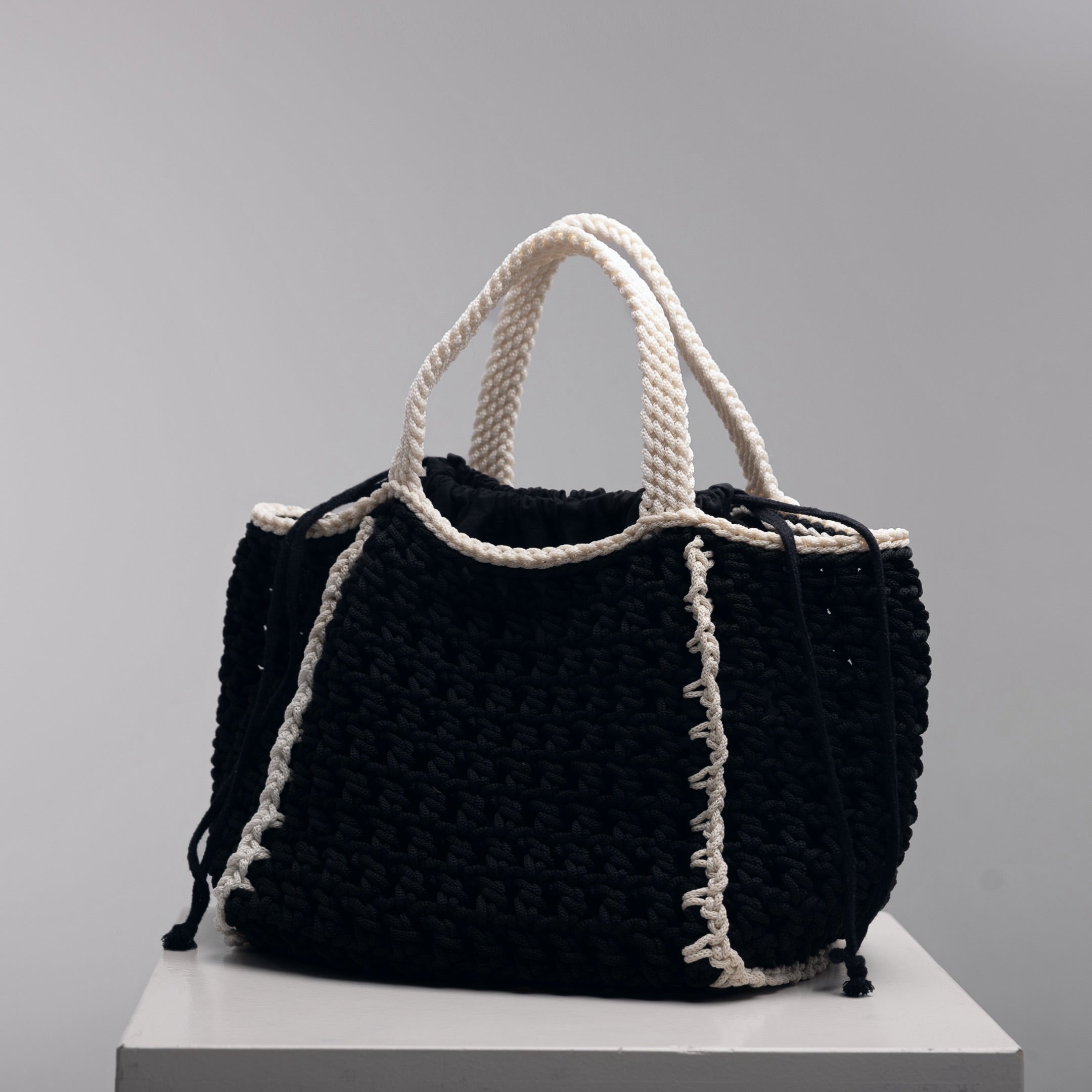 Amalfi crochet beach bag with removable cotton pouch by ZOEL