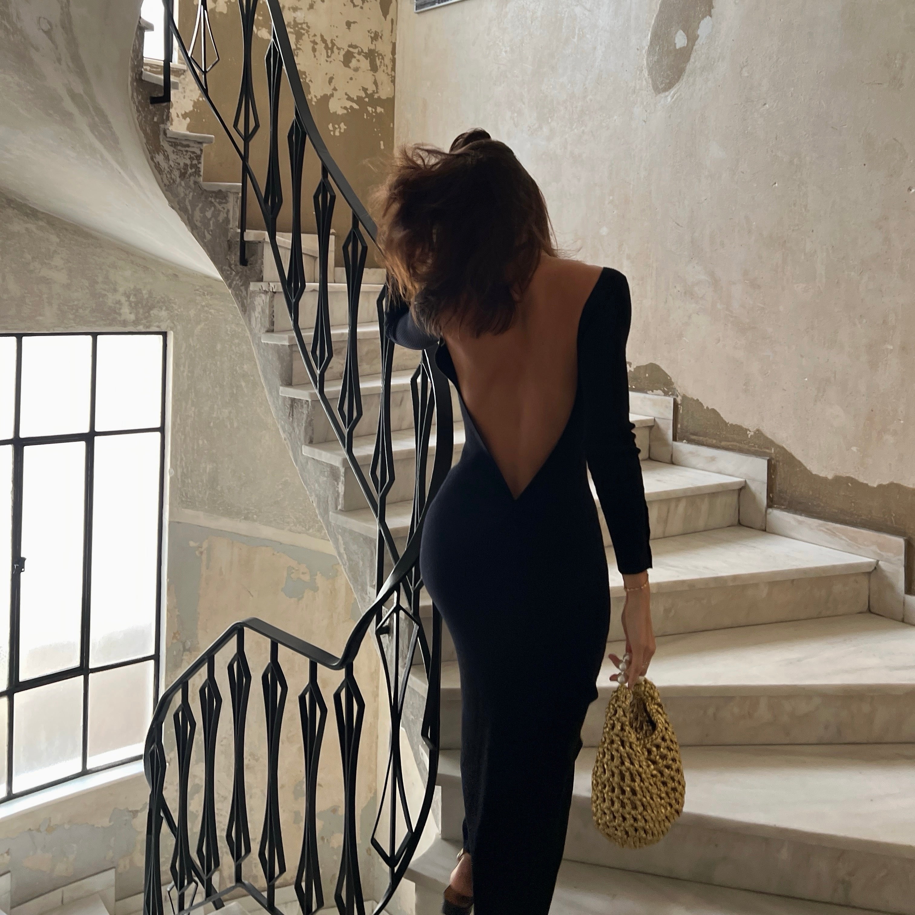 Fashion styling with Luna bag by ZOEL, gold leather effect and pearls, luxury handmade accessory