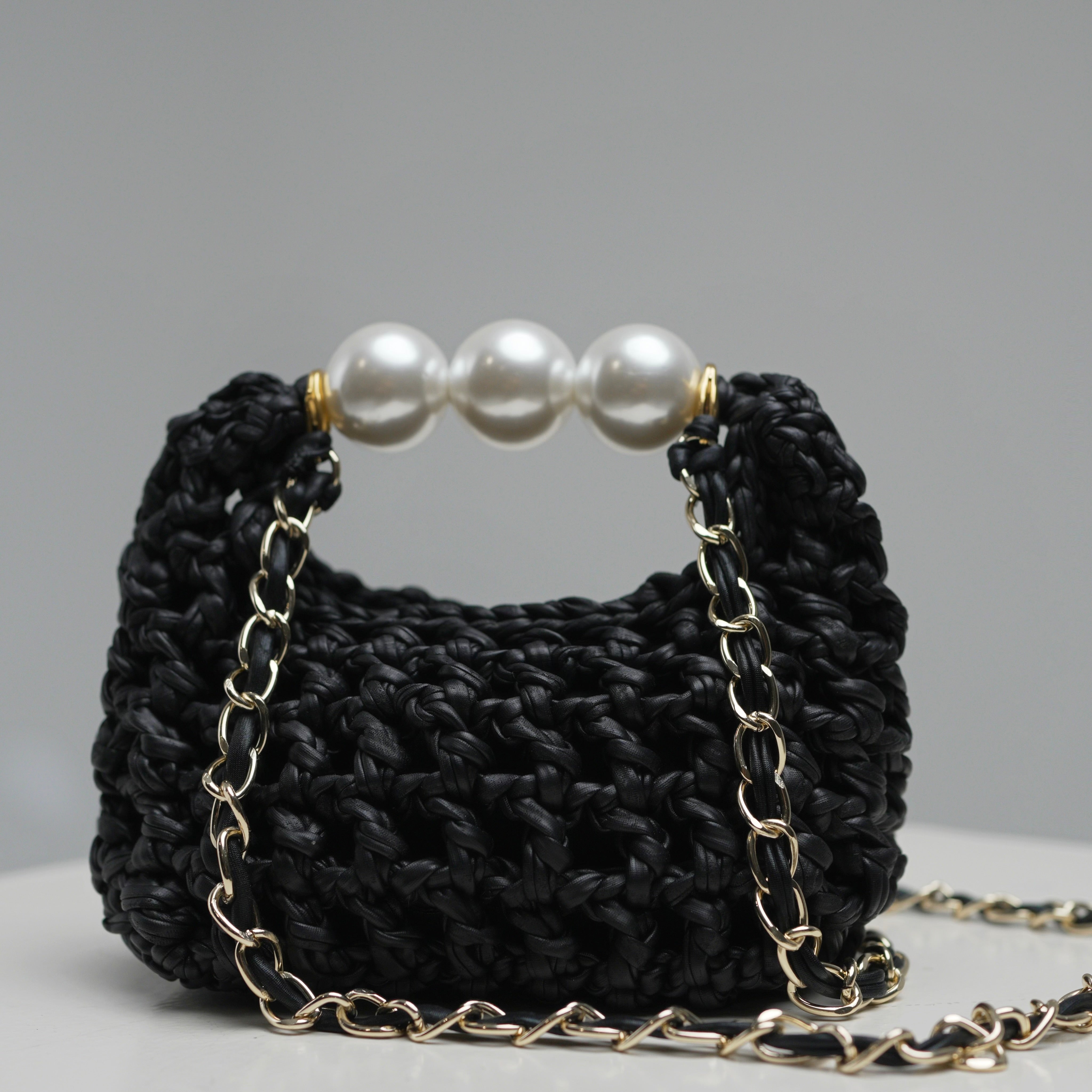 Handmade mini black Luna by ZOEL, gold crossbody chain