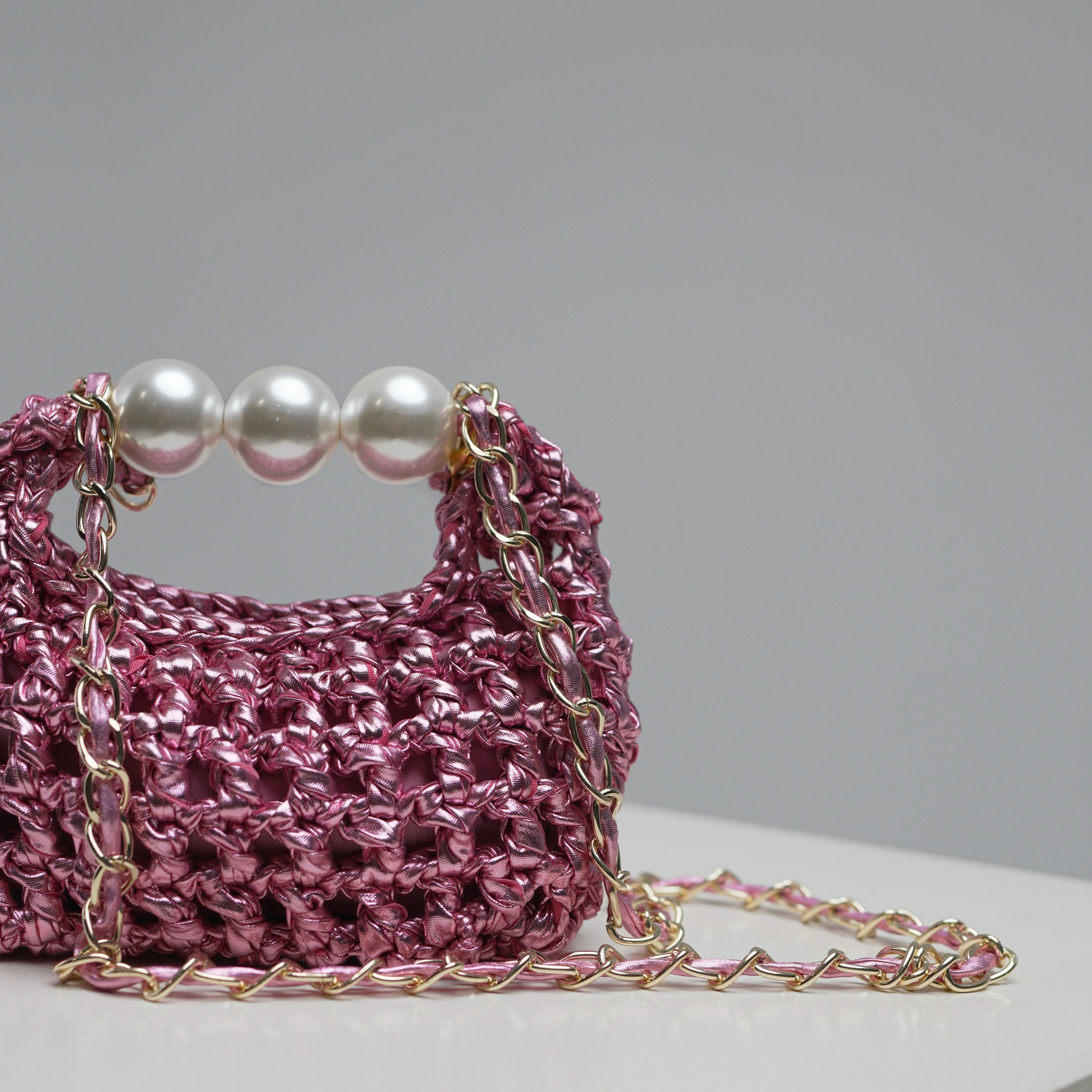 Handmade mini bag Luna by ZOEL, gold crossbody chain