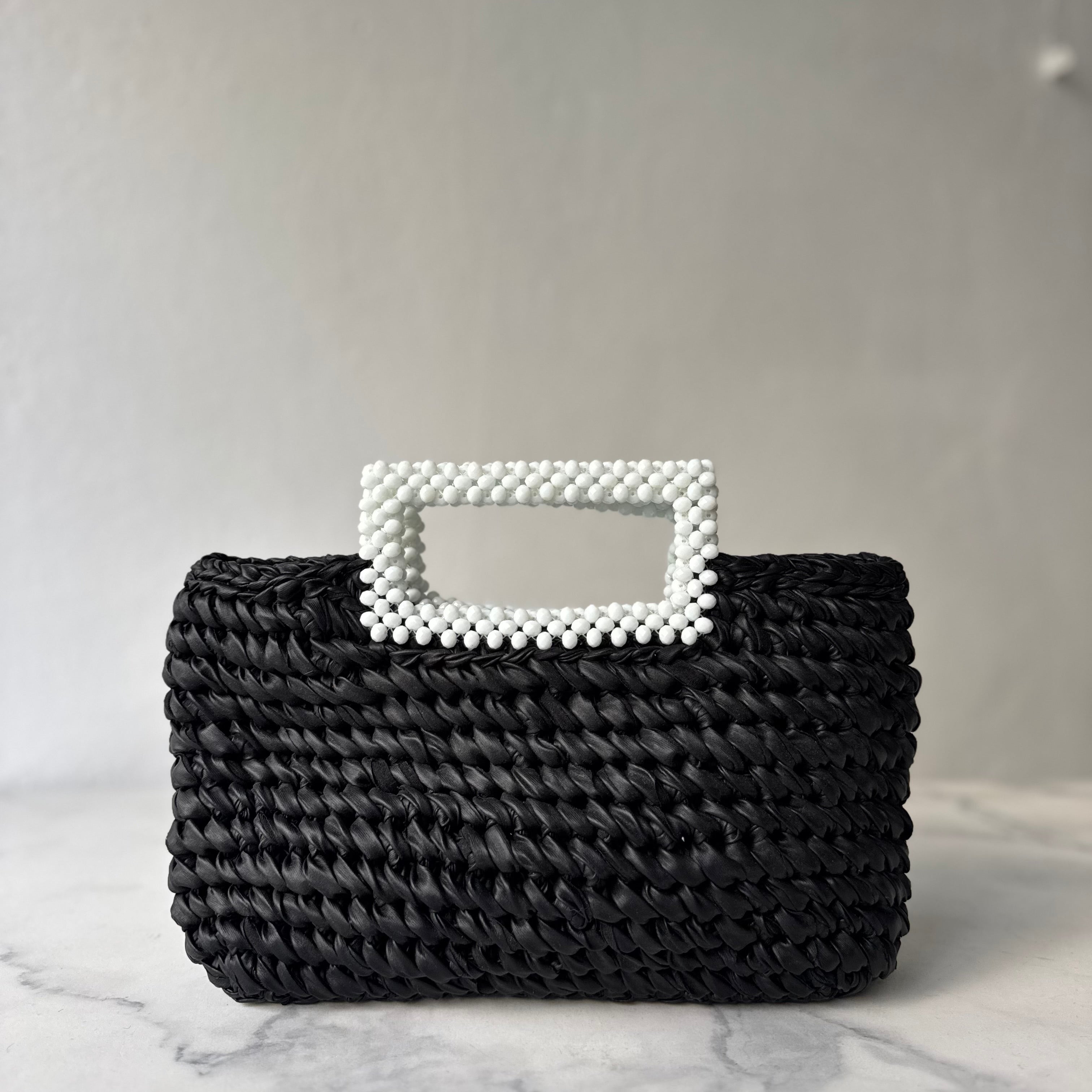 Leather Effect Crystal Handle Tote